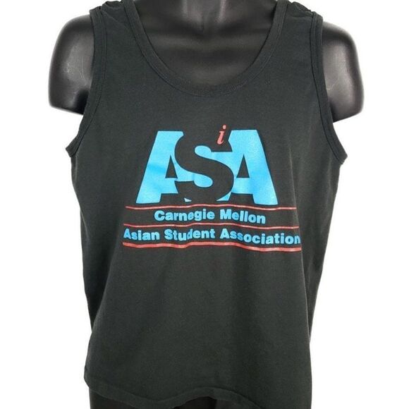 Carnegie Mellon Tartans ASA Tank Top Vintage 80s Asian Student Association 50/50 - Picture 1 of 7